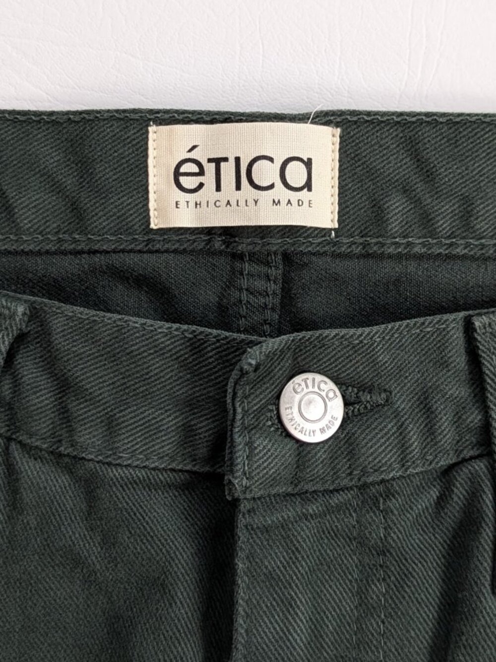 NWT Etica Rhea Denim Pants Straight Leg High Rise Size 31 Dark Green - Picture 5 of 13